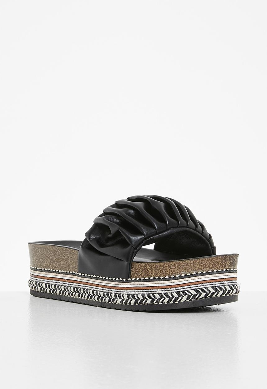 Footwork - Sho flatform espadrille slide - black