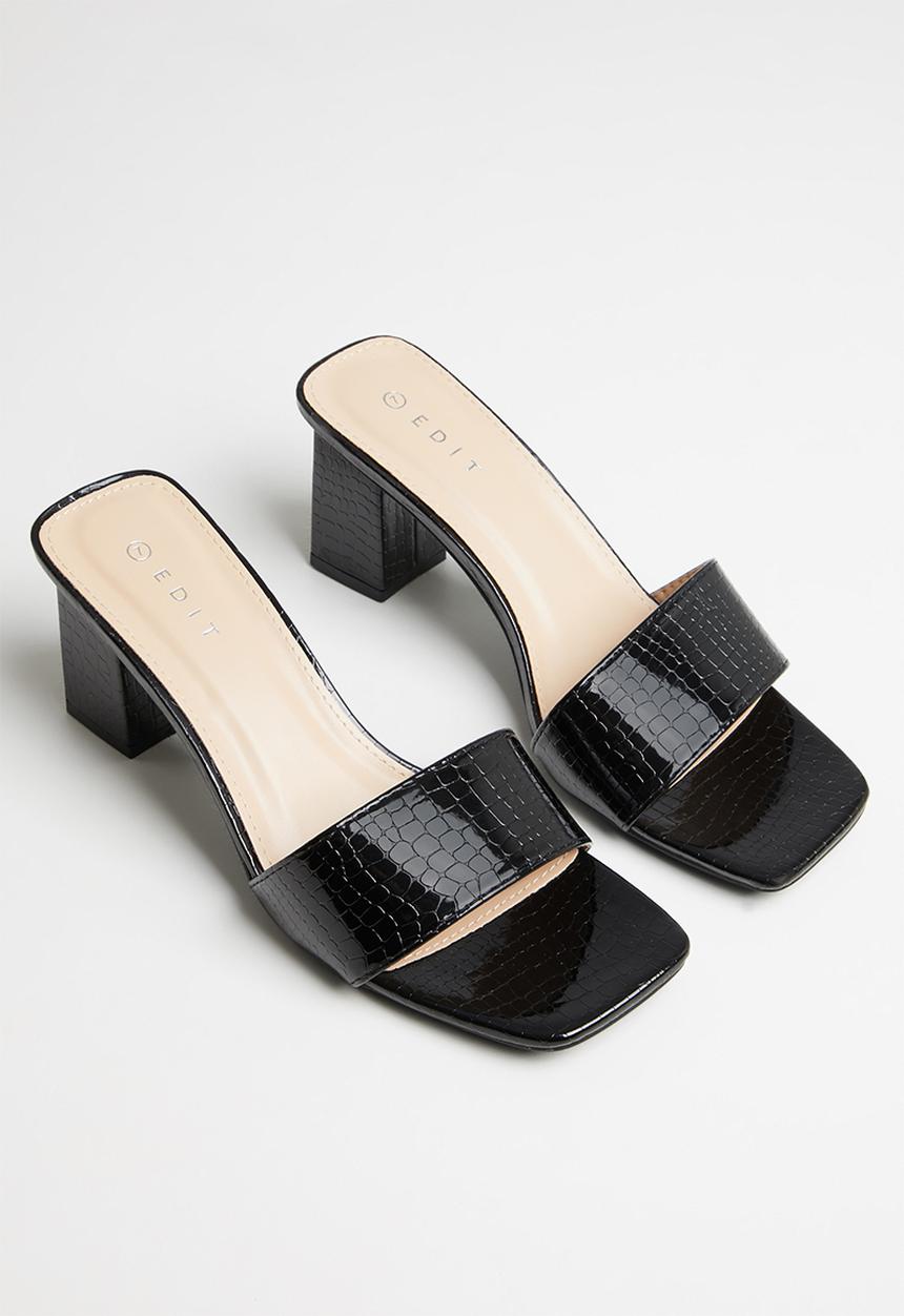 edit - Hazel embossed mule - black