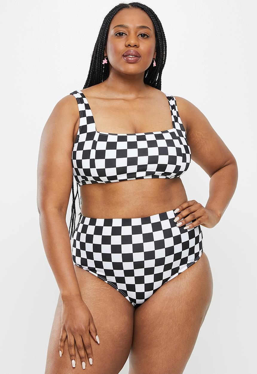 Me&B - Plus checker print bikini set - black and white