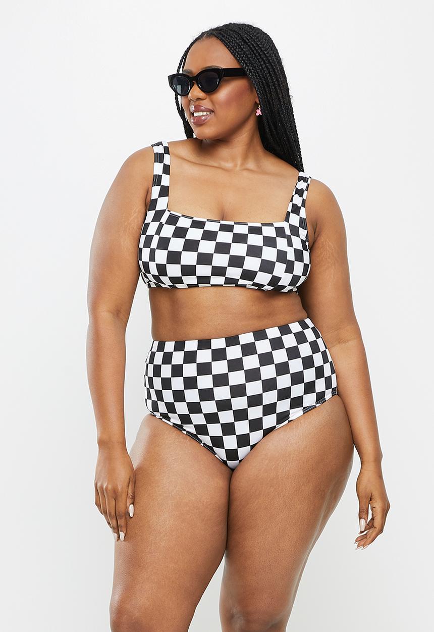 Me&B - Plus checker print bikini set - black and white
