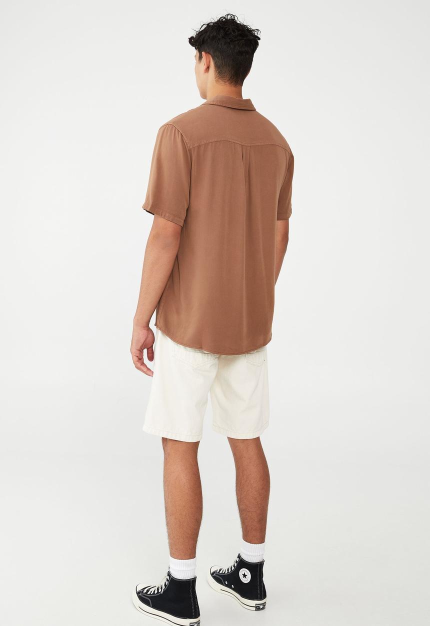 Cotton On - Cuban short sleeve shirt - coffee
