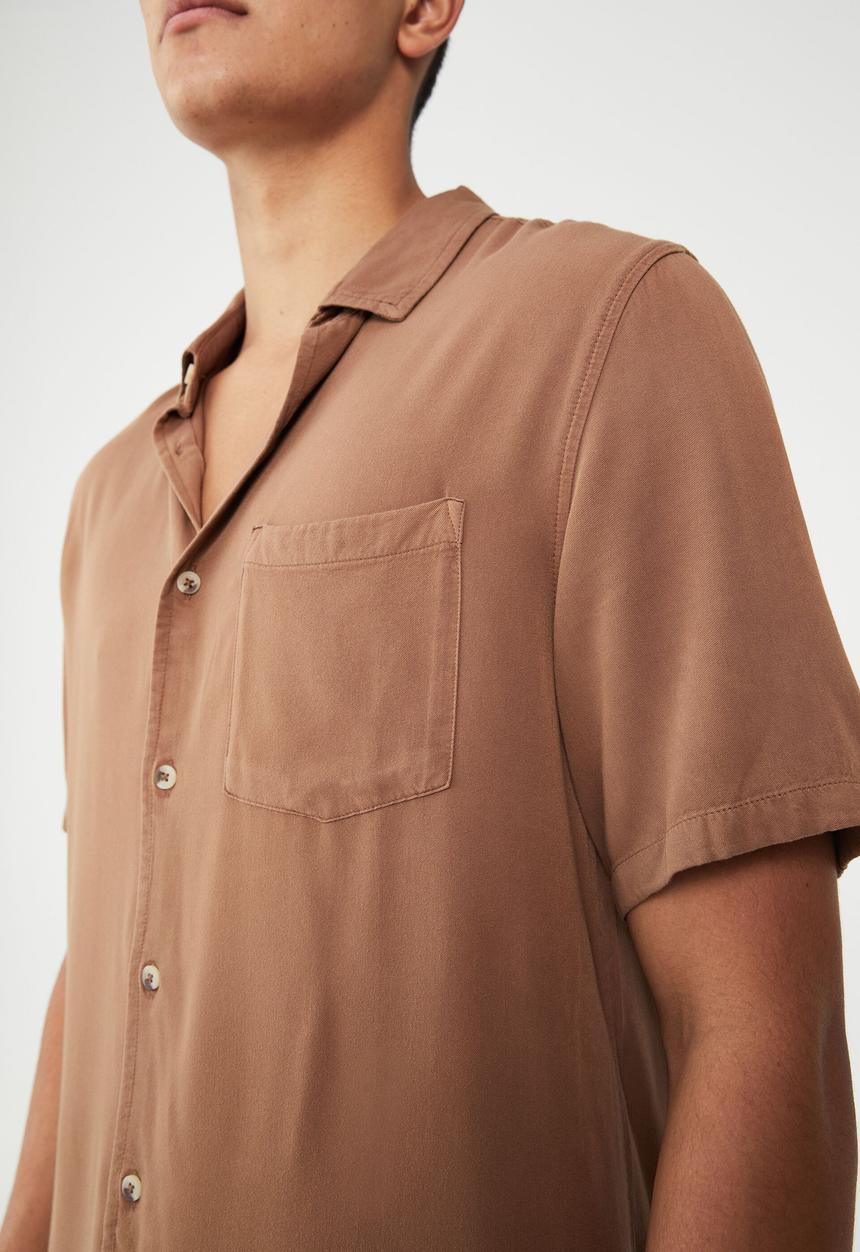Cotton On - Cuban short sleeve shirt - coffee