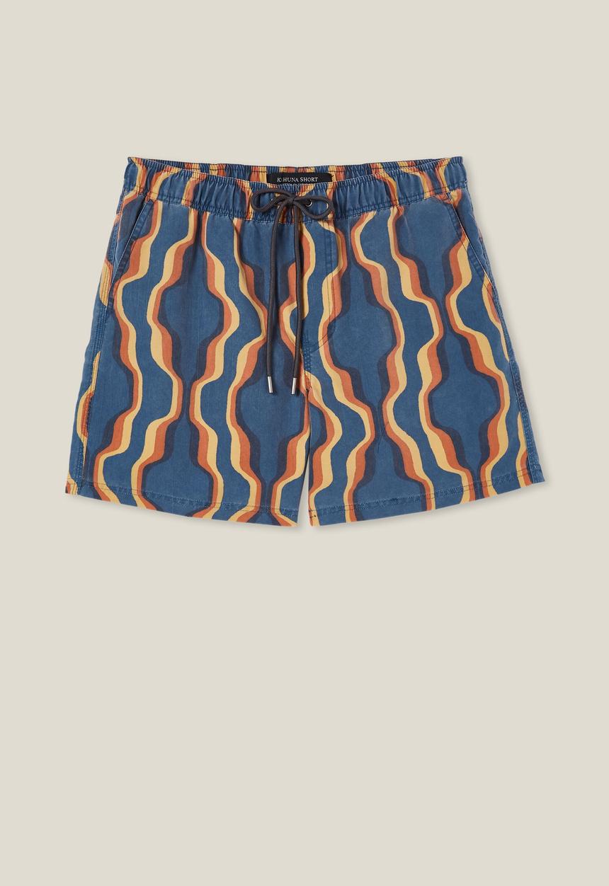 Cotton On - Kahuna short - navy 70's wallpaper