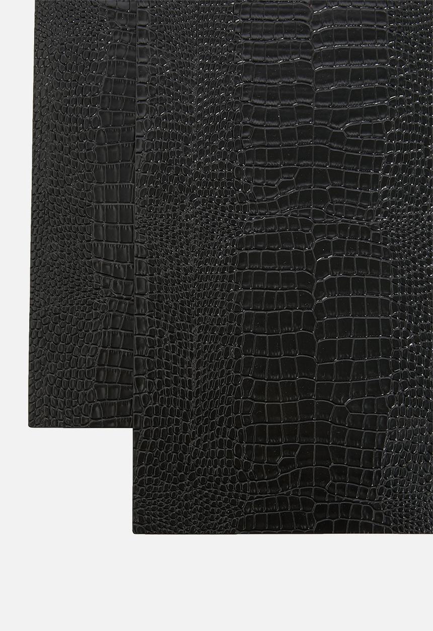 Excellent Houseware - Rectangle croc placemat set of 4-black