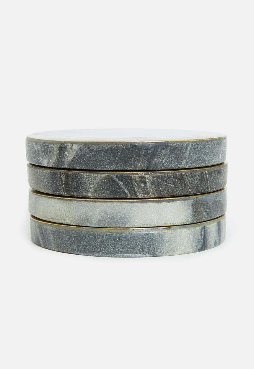 Sixth Floor - Marble coasters set of 4 - grey & brass