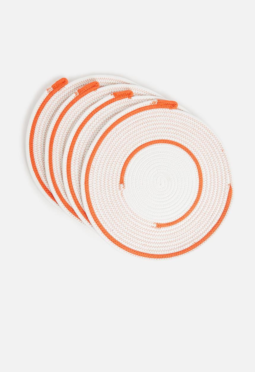 Sixth Floor - Lira woven placemat set of 4- white & orange