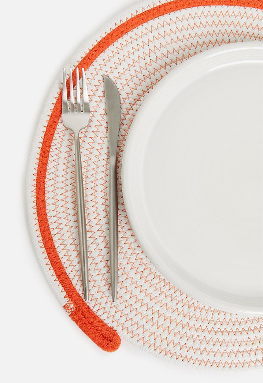 Sixth Floor - Lira woven placemat set of 4- white & orange