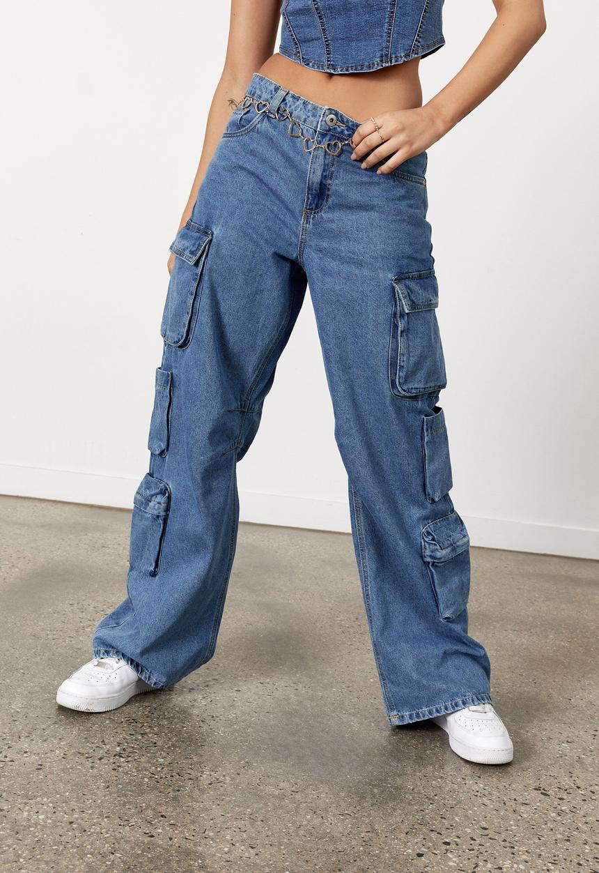Factorie - Multi pocket denim cargo jean - lake blue