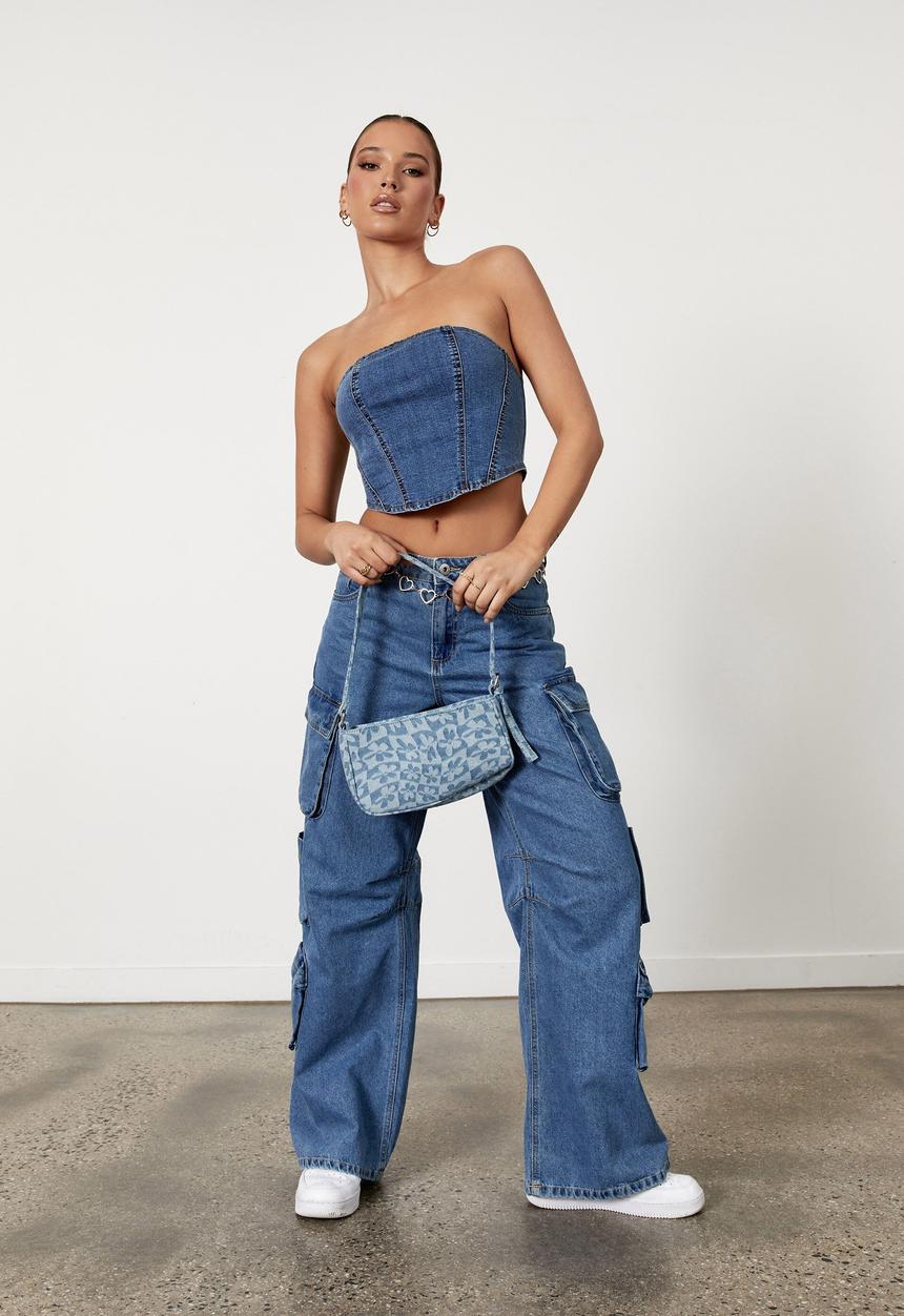 Factorie - Multi pocket denim cargo jean - lake blue