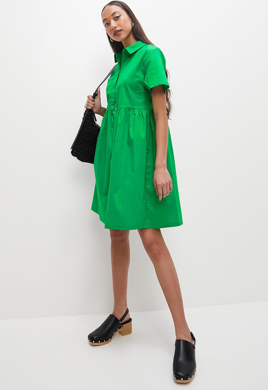 Superbalist - Collared mini babydoll dress - green