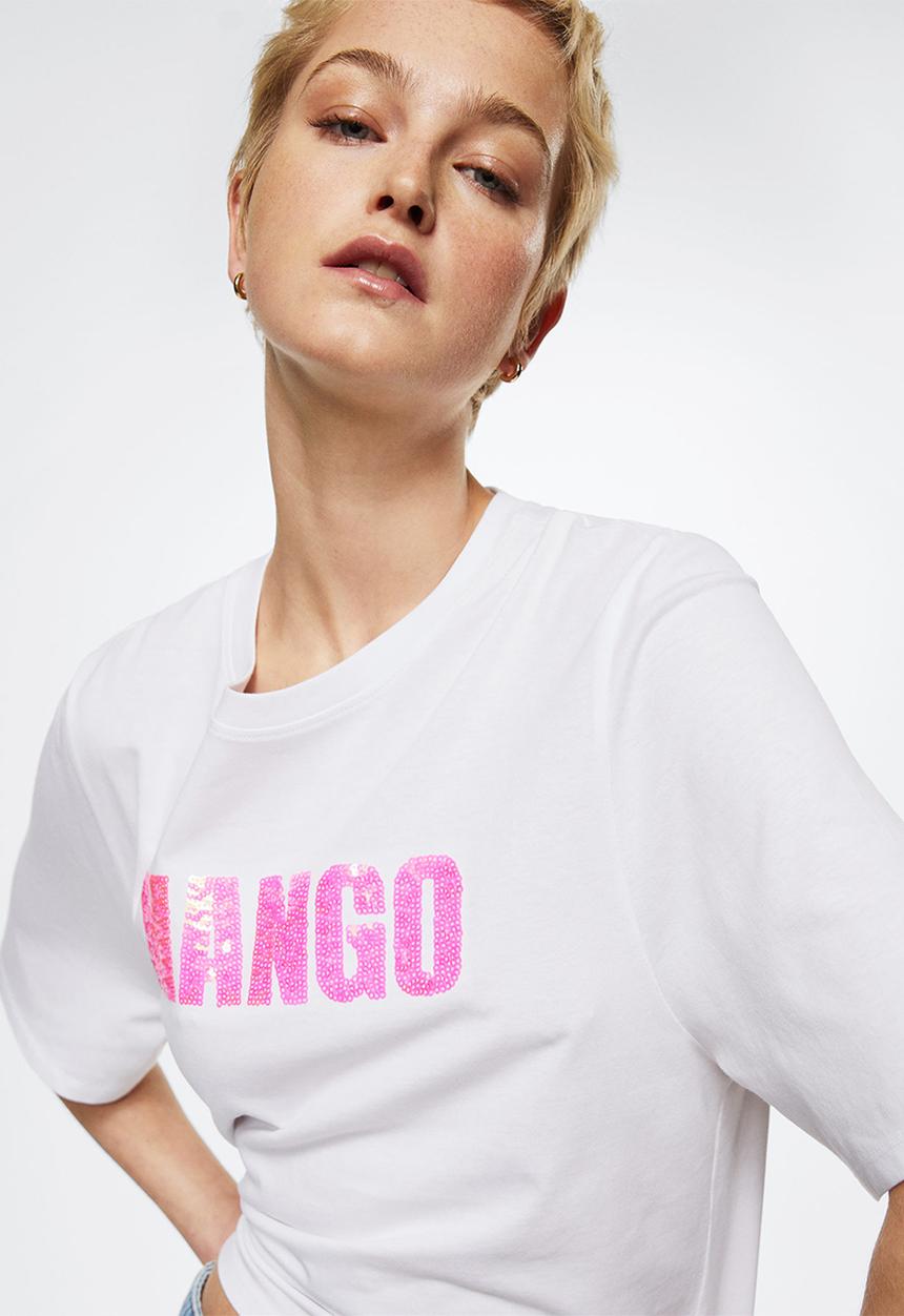MANGO - T-shirt logoseq-h - white