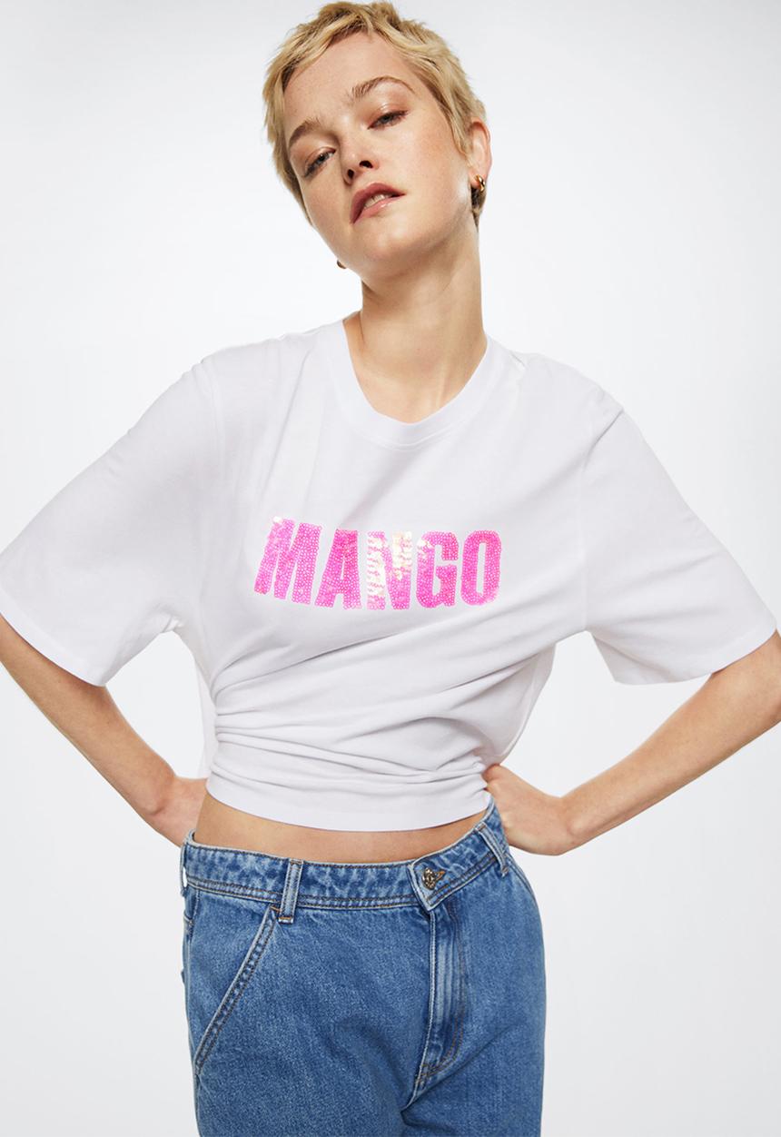 MANGO - T-shirt logoseq-h - white