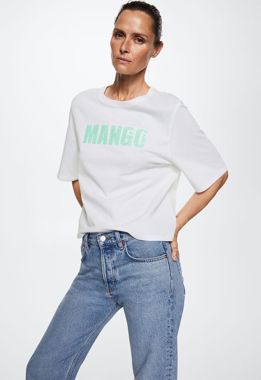 MANGO - T-shirt logoseq-h - off white