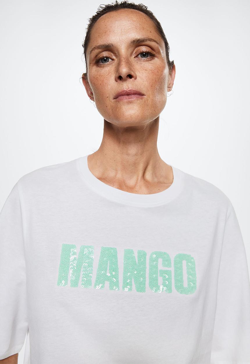 MANGO - T-shirt logoseq-h - off white