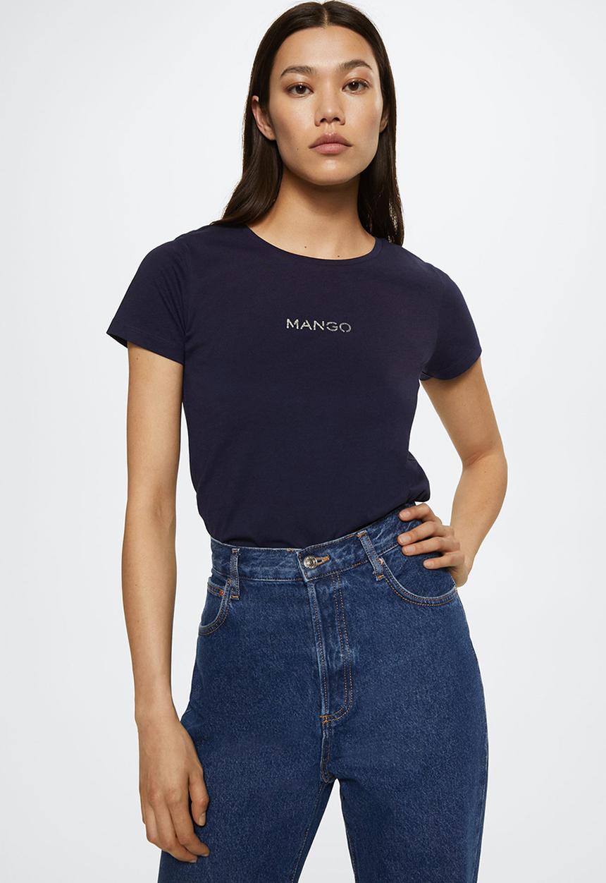 MANGO - T-shirt mangolog-h - navy