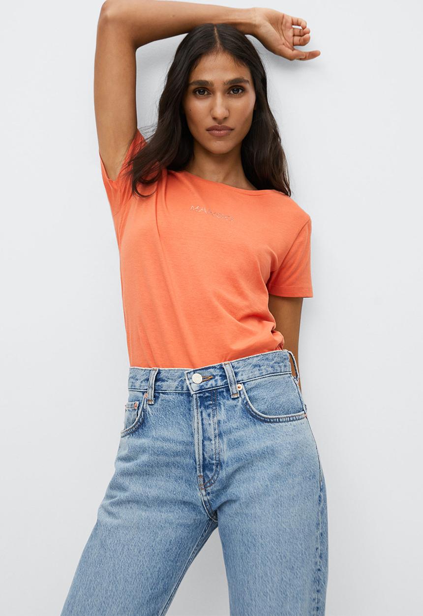 MANGO - T-shirt mangolog-h - red