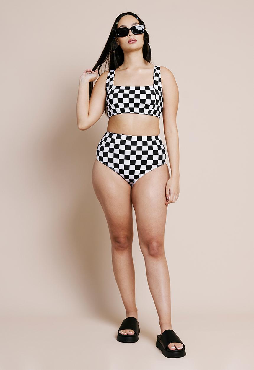 Me&B - Checker print bikini set - black and white