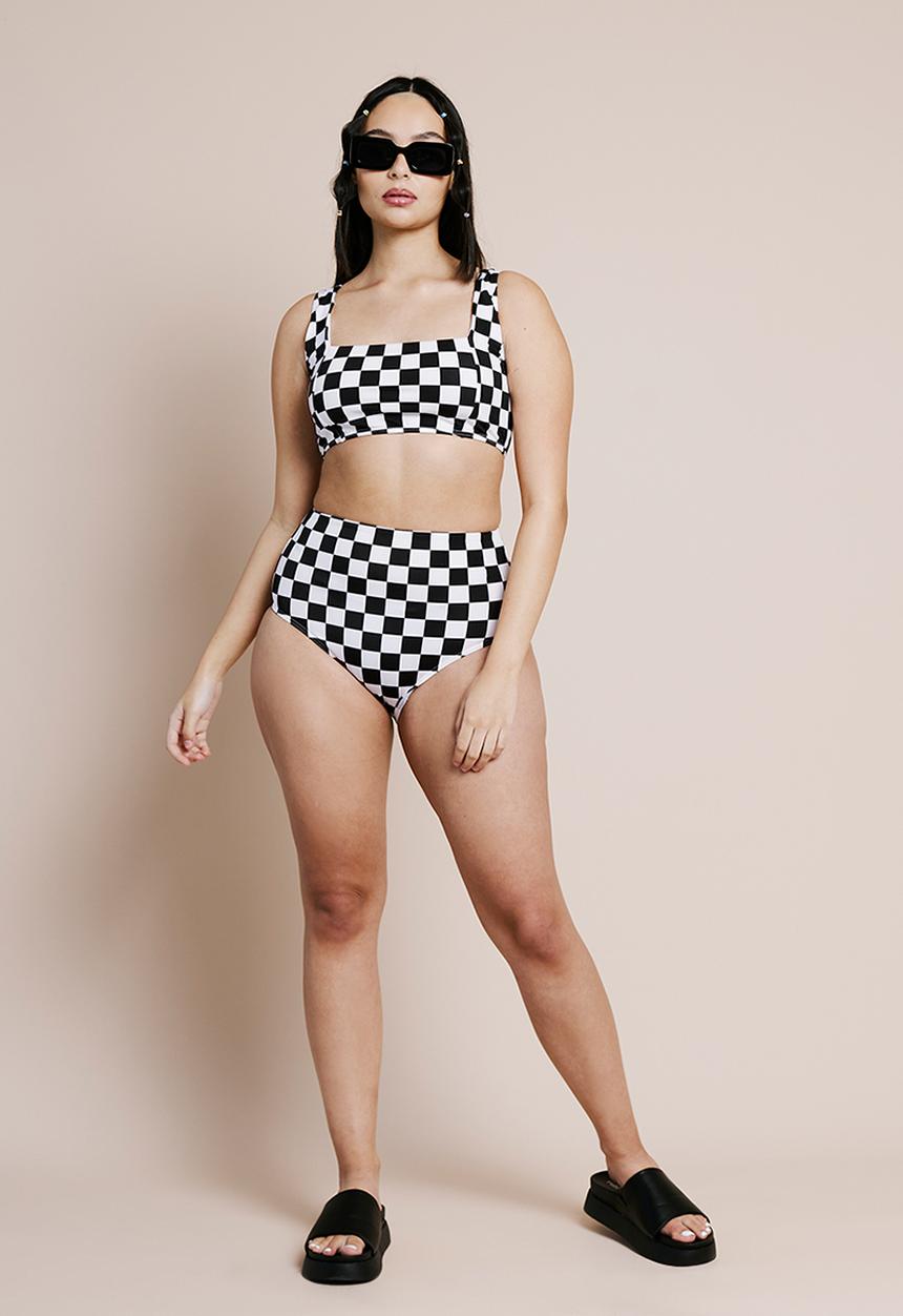 Me&B - Checker print bikini set - black and white