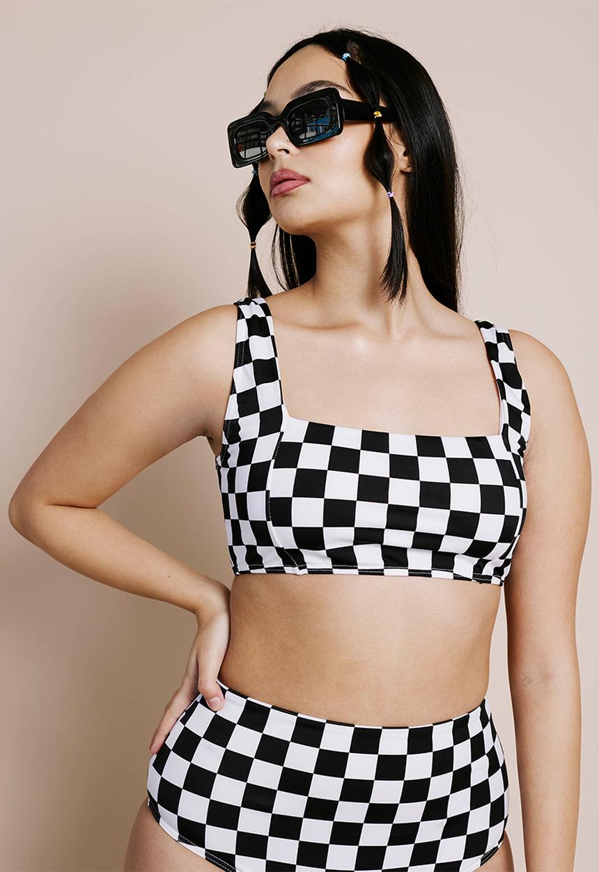Me&B - Checker print bikini set - black and white