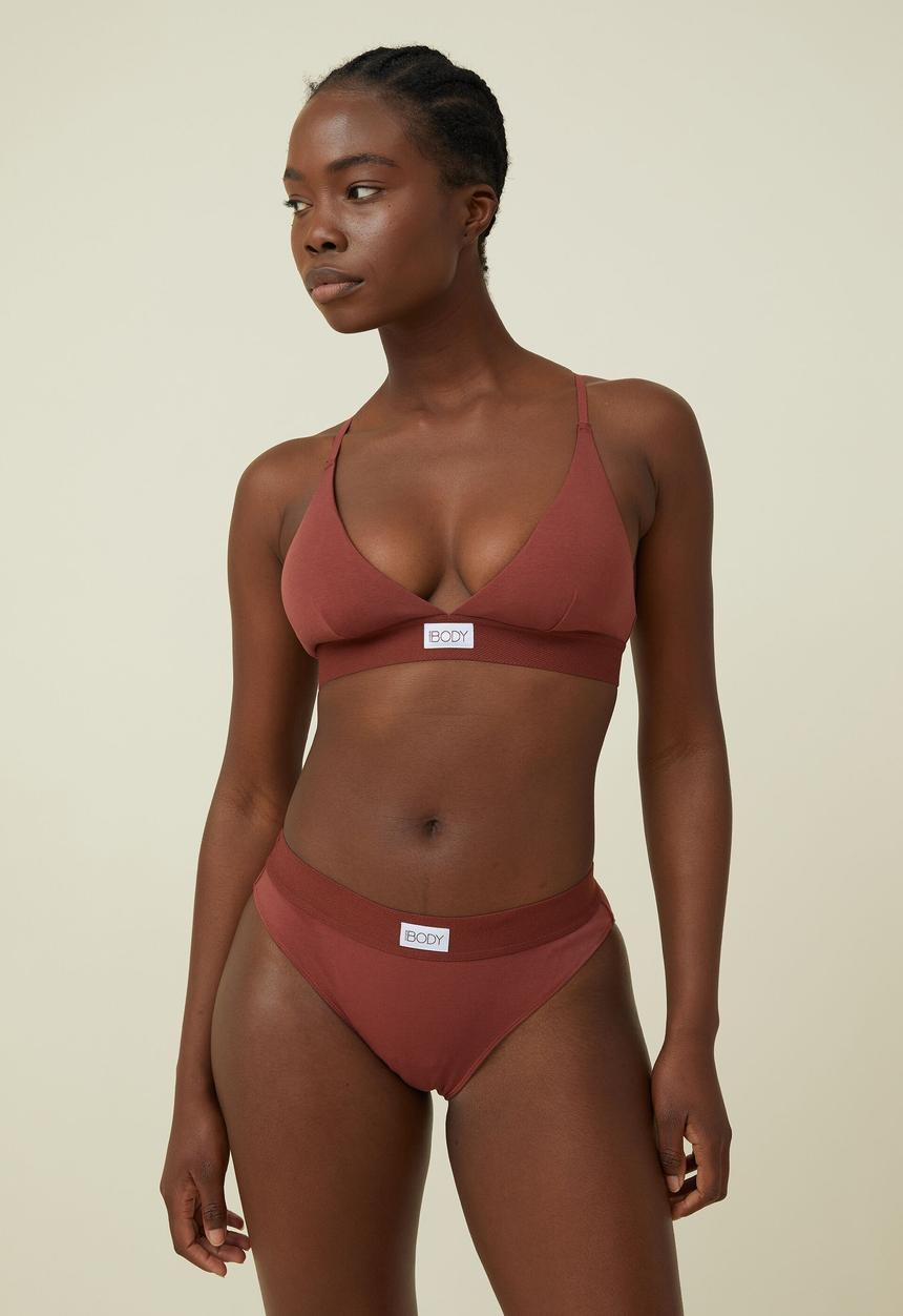 Cotton On - Organic cotton branded bikini brief - brandy brown