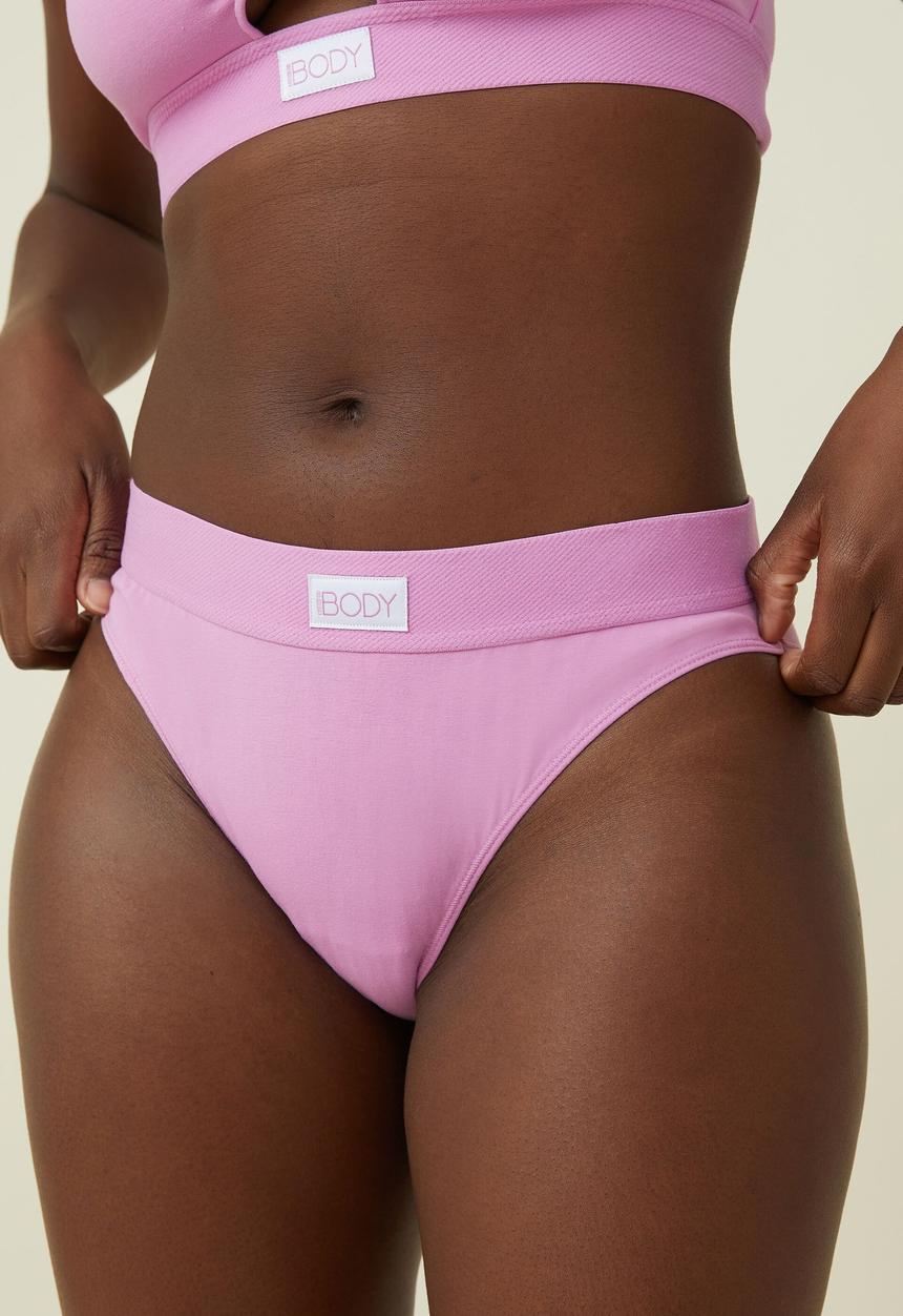Cotton On - Organic cotton branded bikini brief - digital orchid