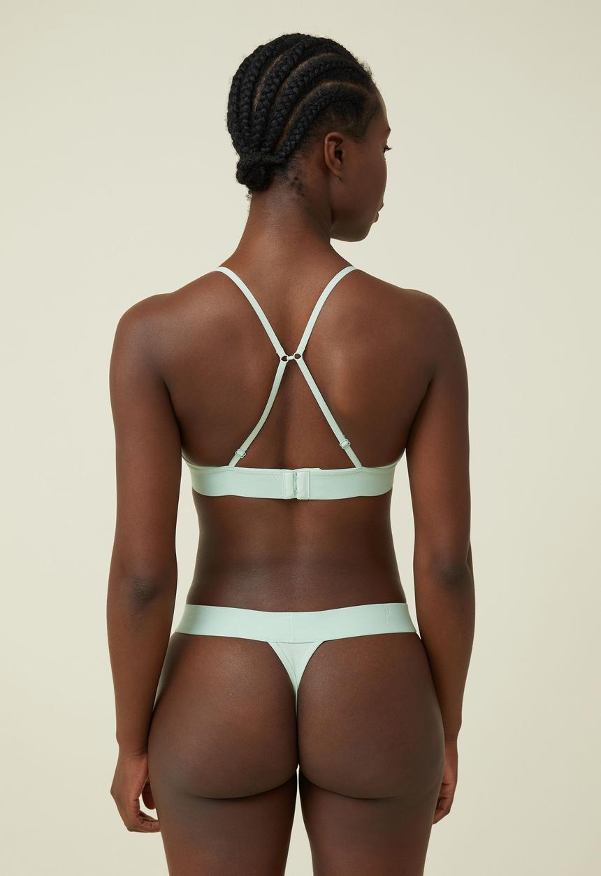 Cotton On - Organic cotton branded tanga g-string brief - cameo green