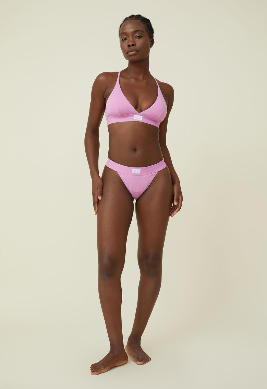 Cotton On - Organic cotton branded tanga g-string brief - digital orchid