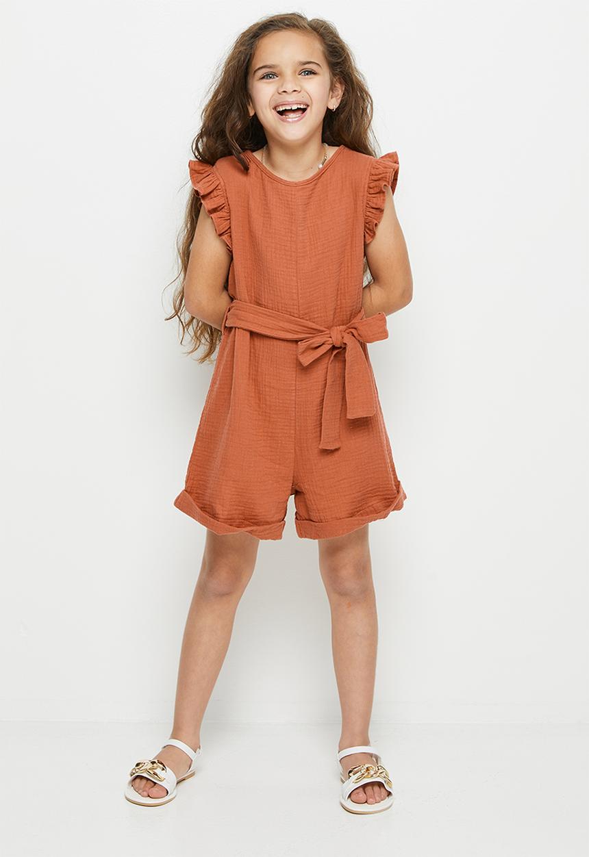 Superbalist - Frill detail playsuit - rust
