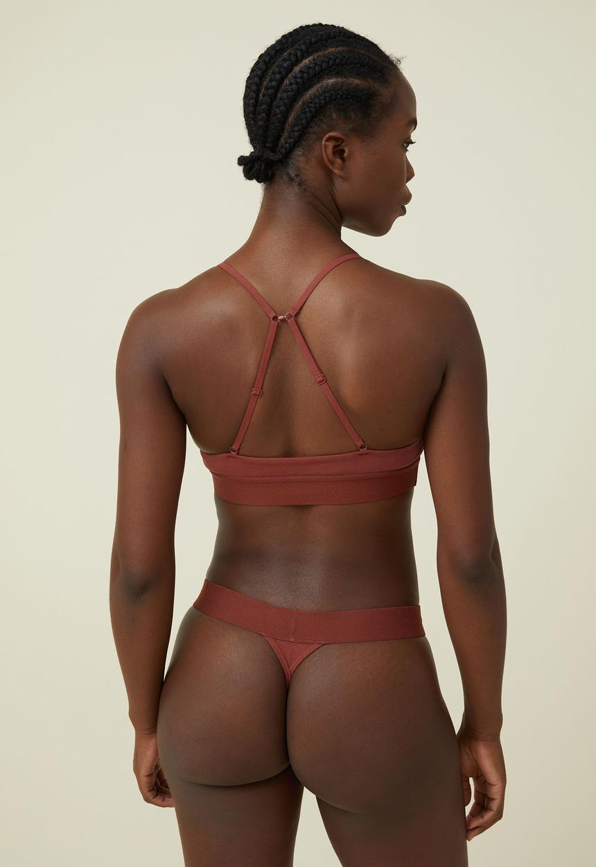Cotton On - Organic cotton scoop bralette - brandy brown