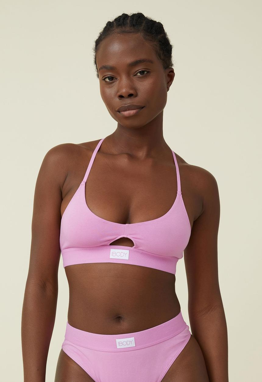 Cotton On - Organic cotton scoop bralette - digital orchid