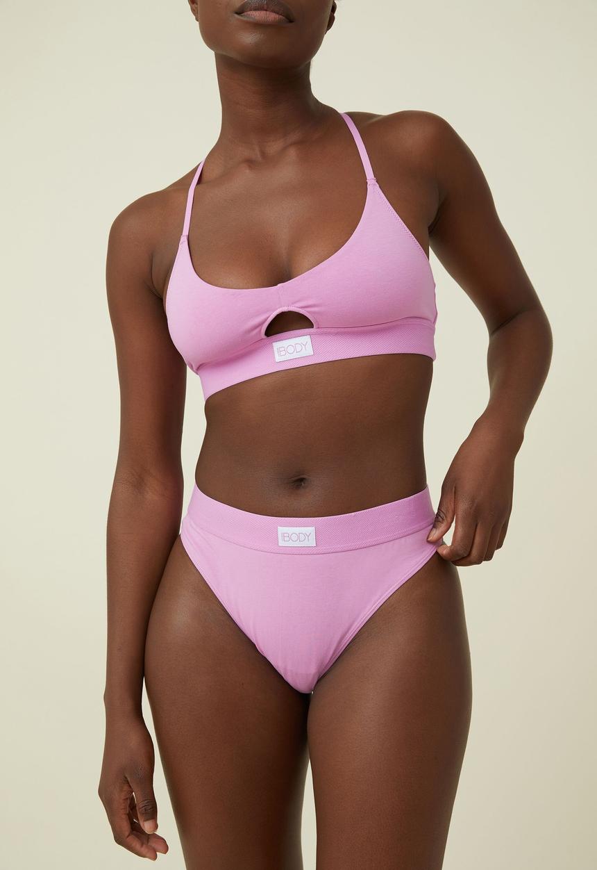 Cotton On - Organic cotton scoop bralette - digital orchid