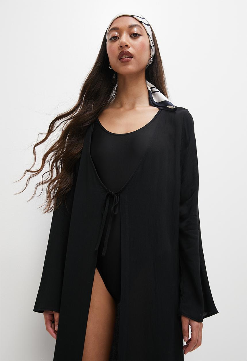 Superbalist - Tie detail cover up - black