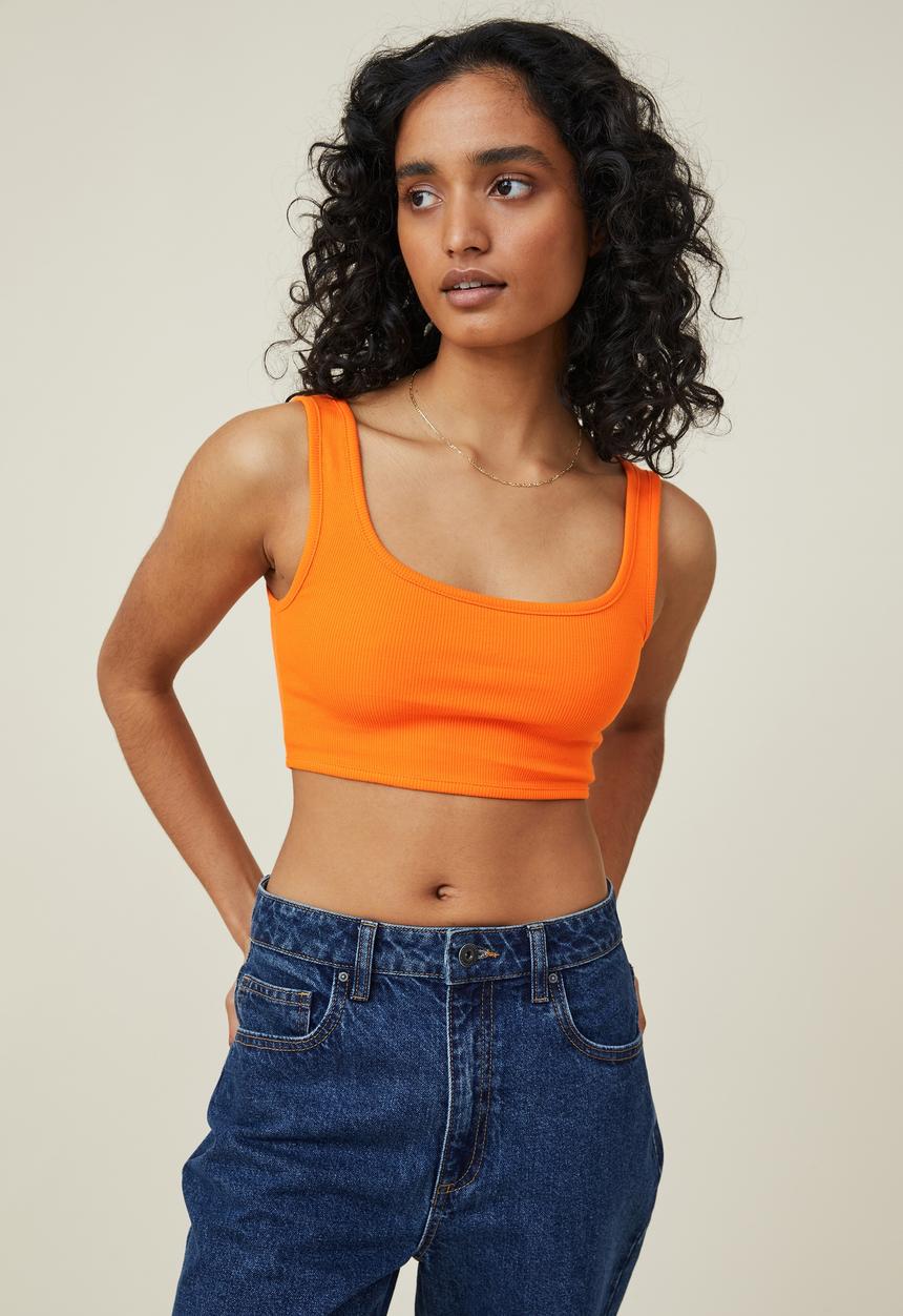 Cotton On - The organic rib micro tank - spring orange