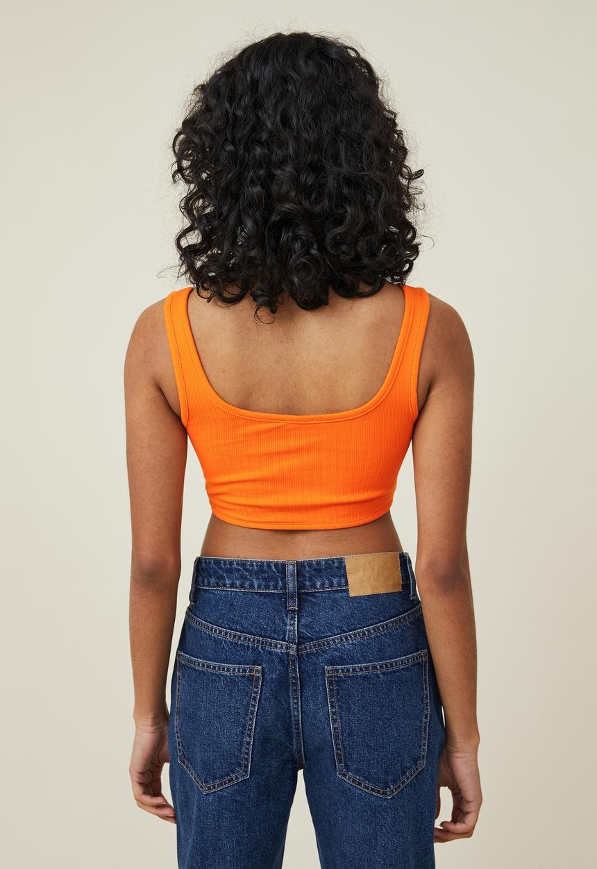 Cotton On - The organic rib micro tank - spring orange