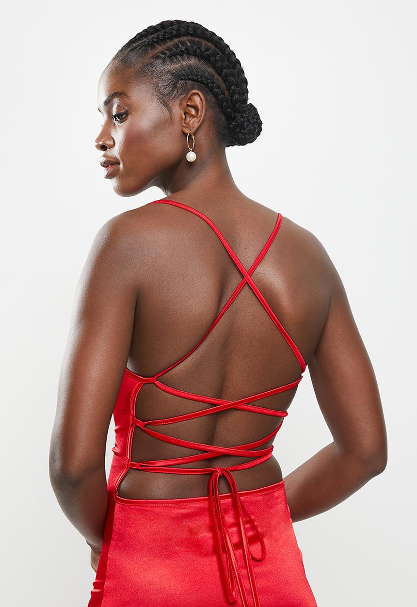 dailyfriday - Mini satin dress - red
