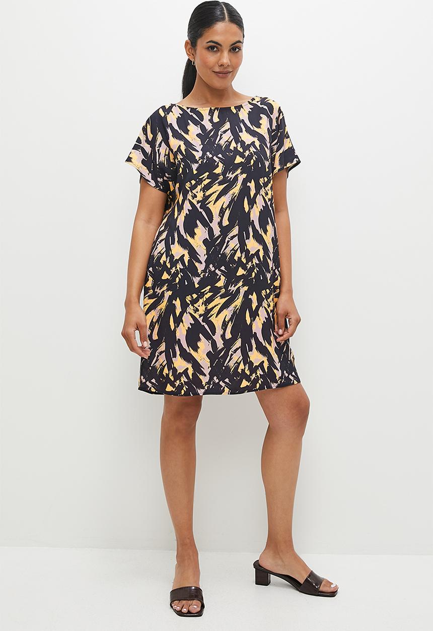 edit - Grown on smart woven tunic - ethnic brushstrokes