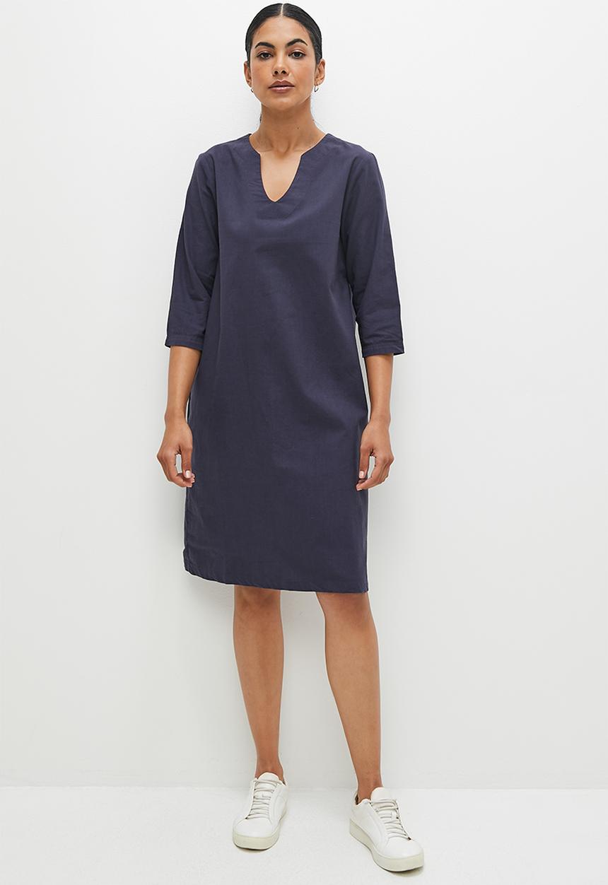 edit - Notch neck cotton tunic - ink