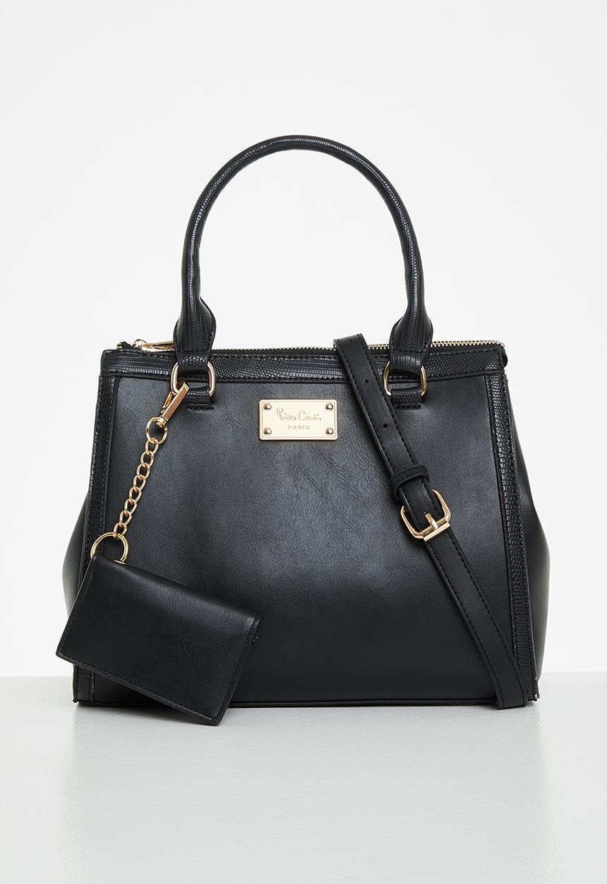 Pierre Cardin - Londi textured trim midi satchel - black snake