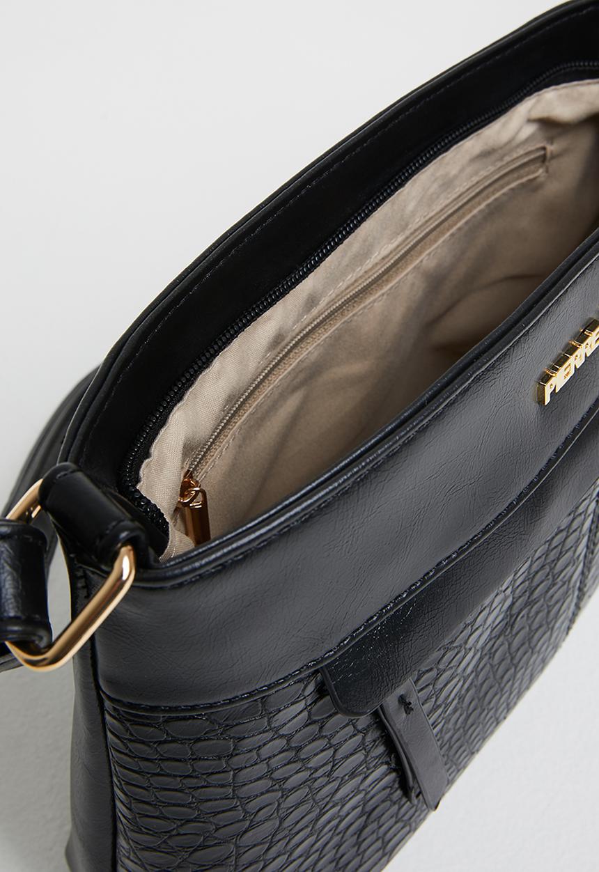 Pierre Cardin - Felicia croc panel crossbody - black