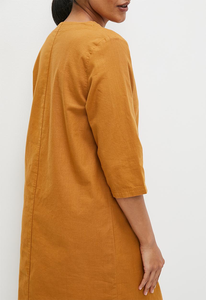 edit - Notch neck cotton tunic - tobacco