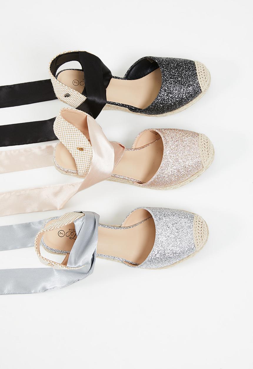 Miss Black - Jojo4 espadrille wedge heel - rose gold