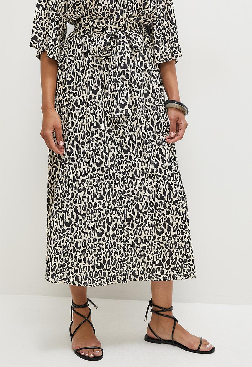 edit - Belted a-line midaxi skirt - mono abstract minimal