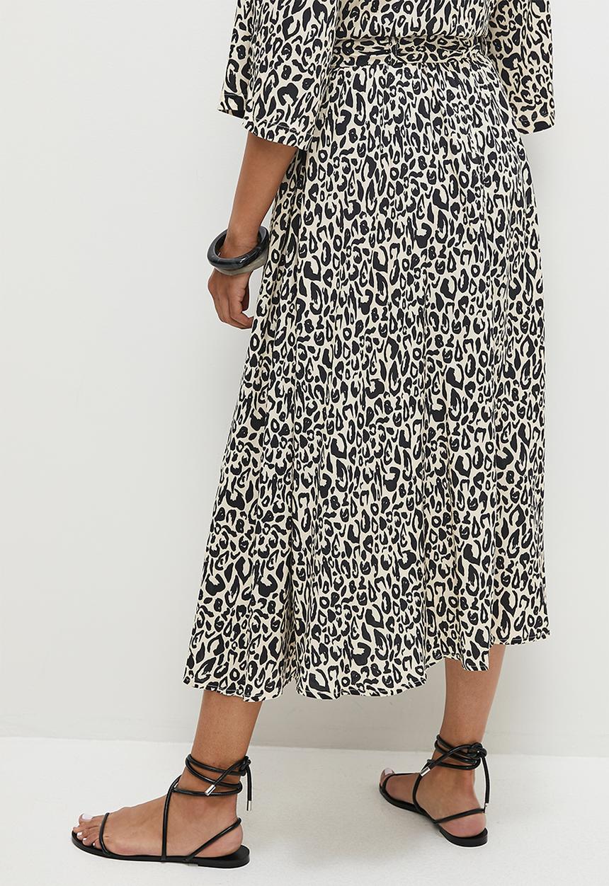 edit - Belted a-line midaxi skirt - mono abstract minimal