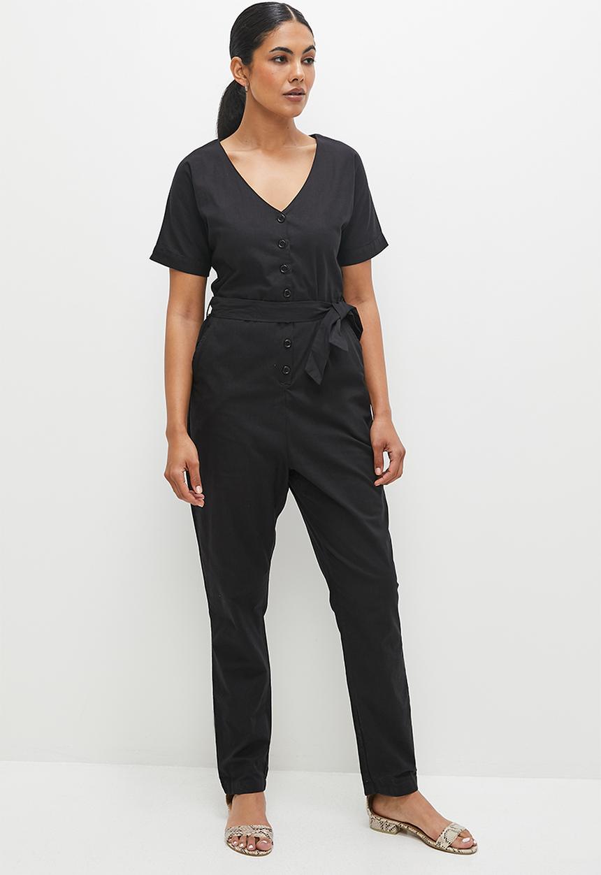 edit - Grown on sleeve jumpsuit - black