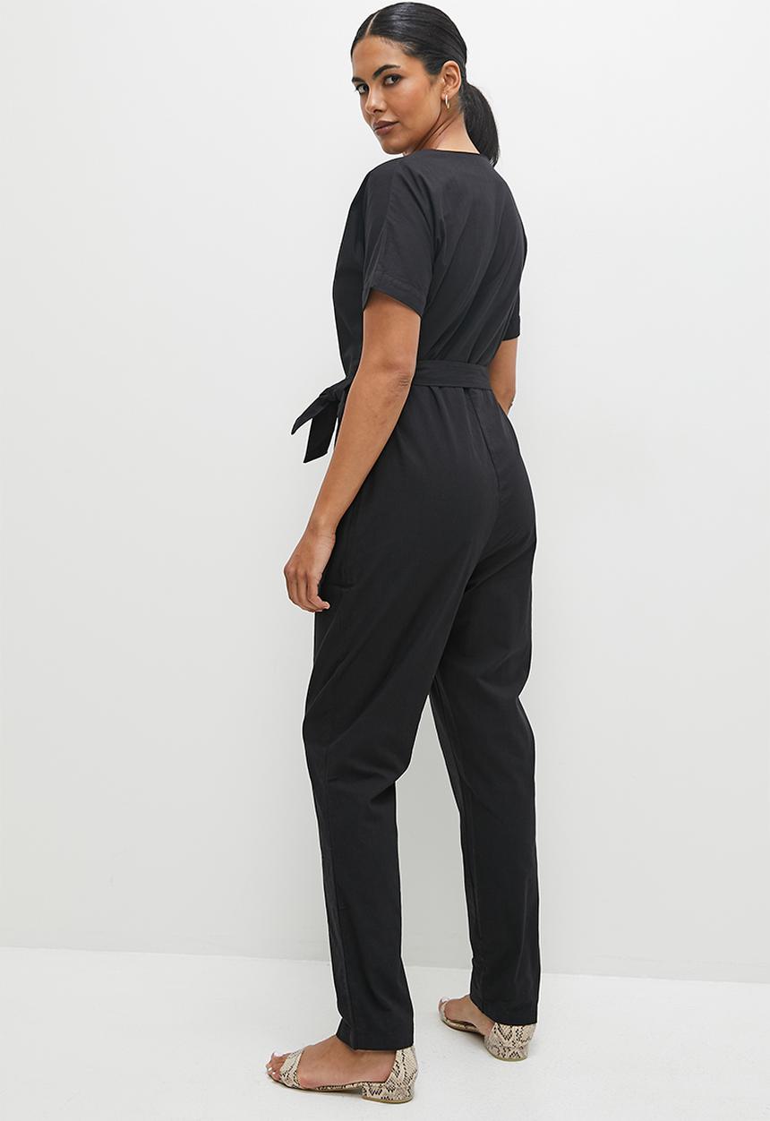 edit - Grown on sleeve jumpsuit - black