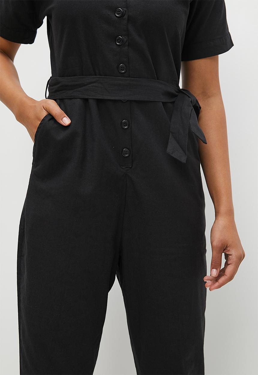 edit - Grown on sleeve jumpsuit - black