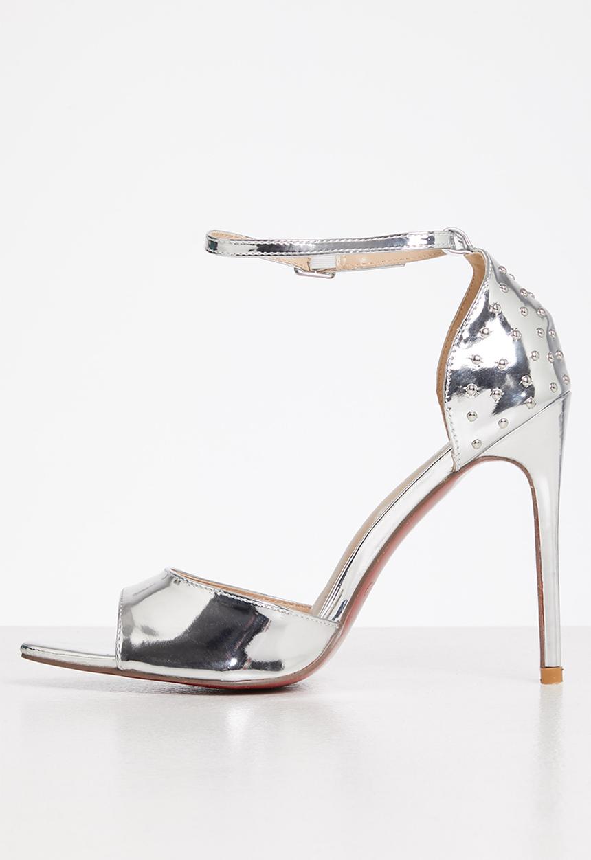 Miss Black - Dagger5 barely there stiletto heel - silver