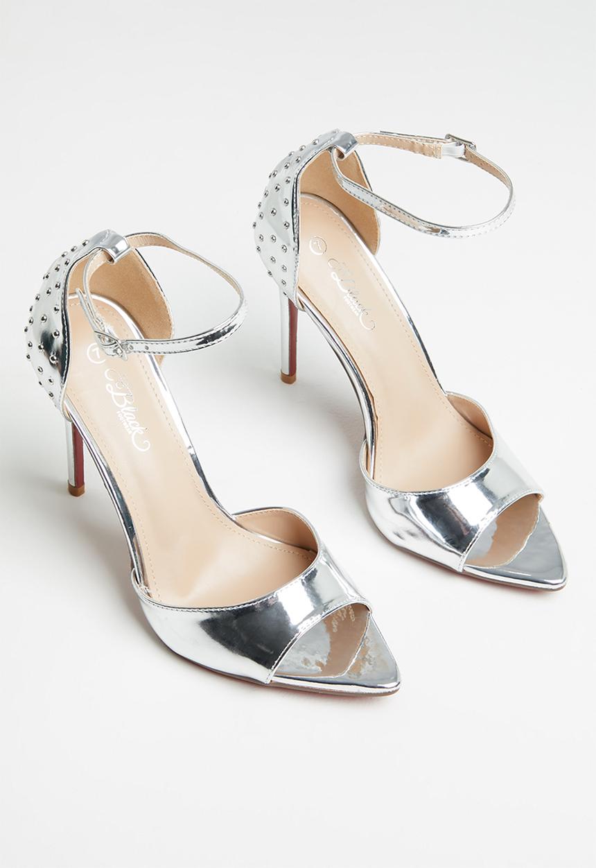 Miss Black - Dagger5 barely there stiletto heel - silver