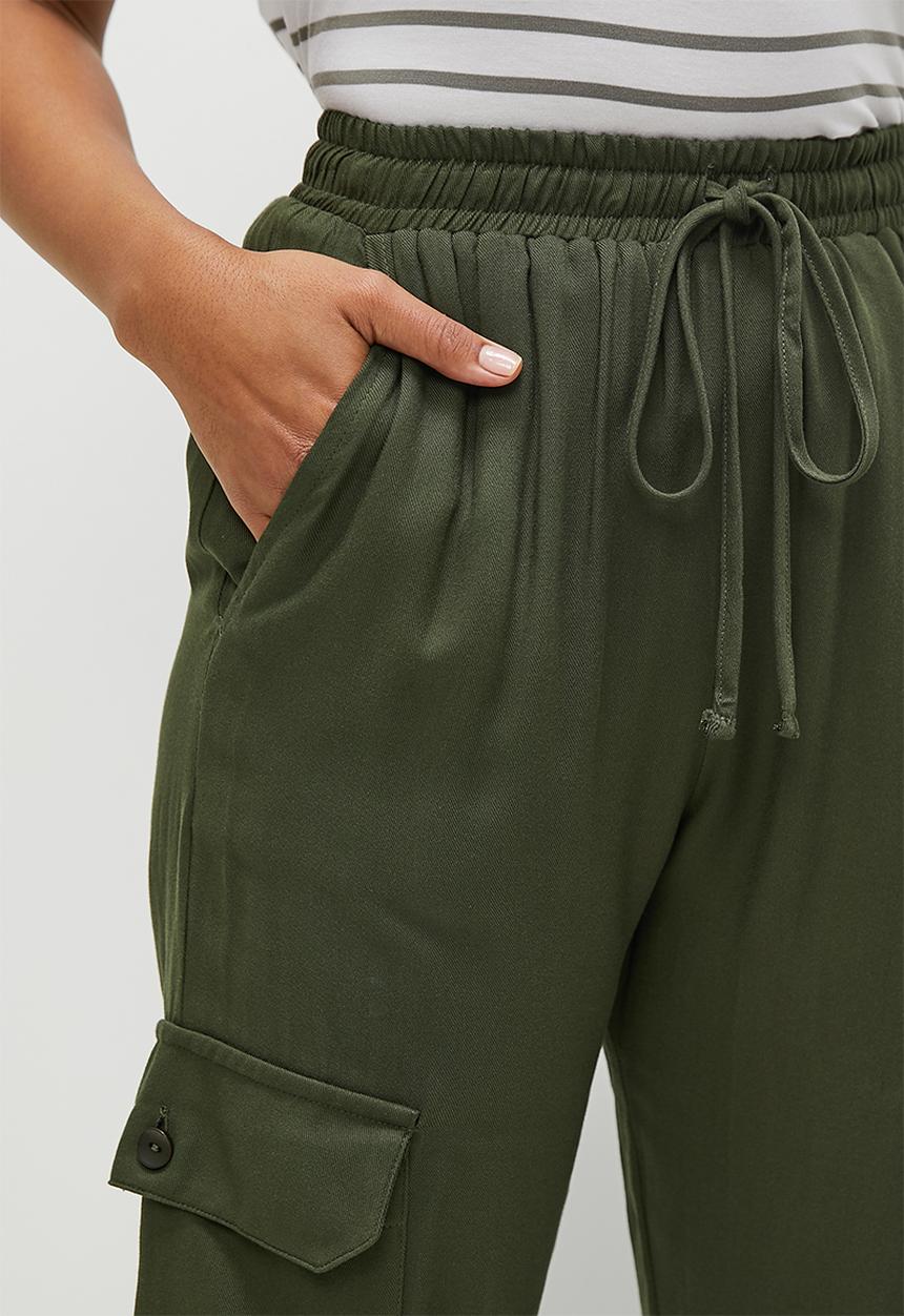 edit - Twill utility cargo pant - fatigue
