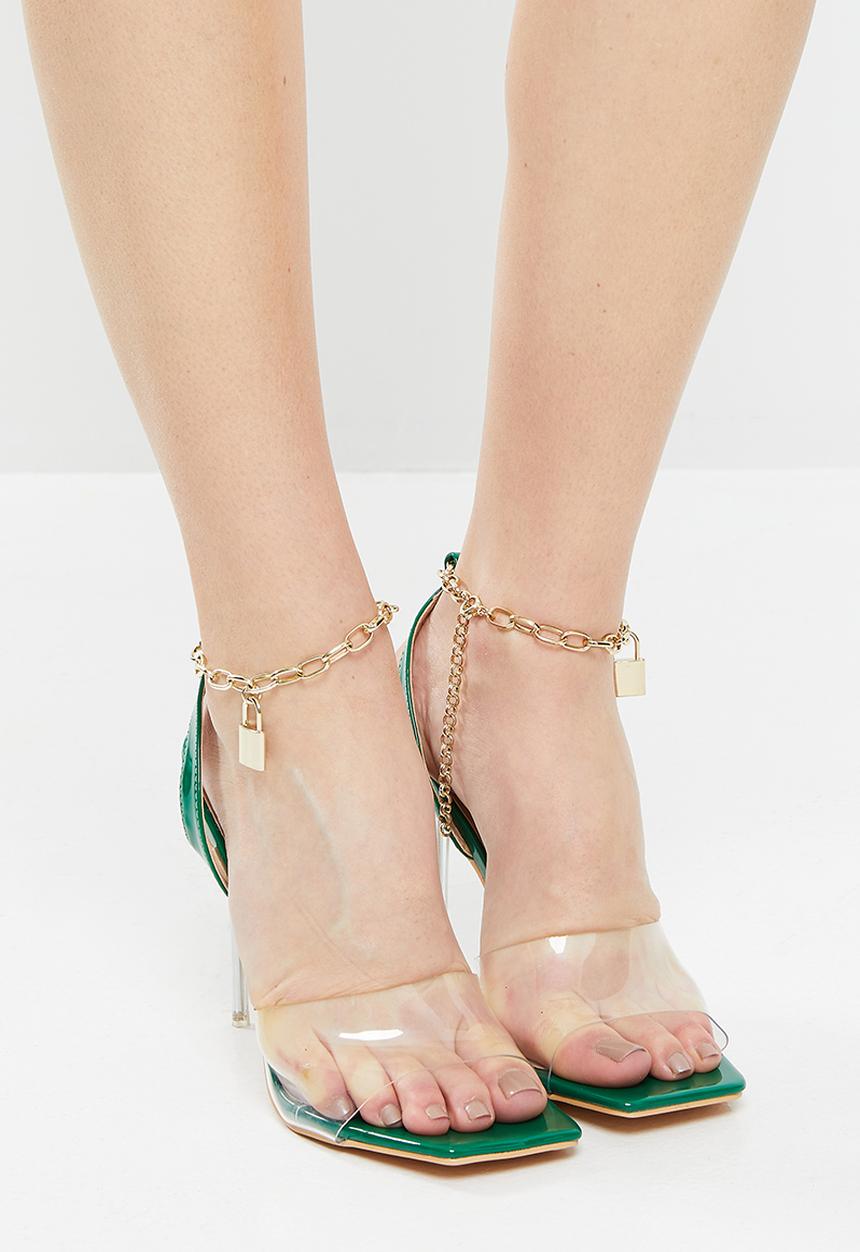Miss Black - Monarch3 barely there stiletto heel - green